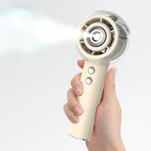 Portable Misting Fan, Handheld Turbo Fan with Mist, 6000mAh Battery Rechargeable Personal Fans Mister 4-Speed, 25ml Water Spray Tank, Gifts for Women Men Home Office Travel Outdoor Camping Battery-powered portable fan