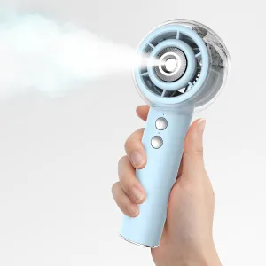 Portable Misting Fan, Handheld Turbo Fan with Mist, 6000mAh Battery Rechargeable Personal Fans Mister 4-Speed, 25ml Water Spray Tank, Gifts for Women Men Home Office Travel Outdoor Camping Battery-powered portable fan