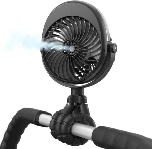 Portable Misting Stroller Fan, 4000mAh Battery Powered with 360 Pivot, Personal Mister Fan with Flexible Tripods for Cooling Outdoor Travel Office Wagon Crib Car Treadmill Octopus-shaped decorative fan