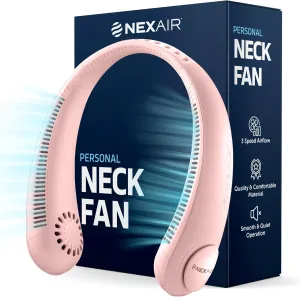 Portable Neck Fan -3 Speed Rechargeable Bladeless Neck Cooler, Pink Comfortable Lightweight, Personal Neck Fan For Women & Men Modern Design, Great Cooling Fan For Travel, Outdoors & Sports Neck fan for hands-free comfort