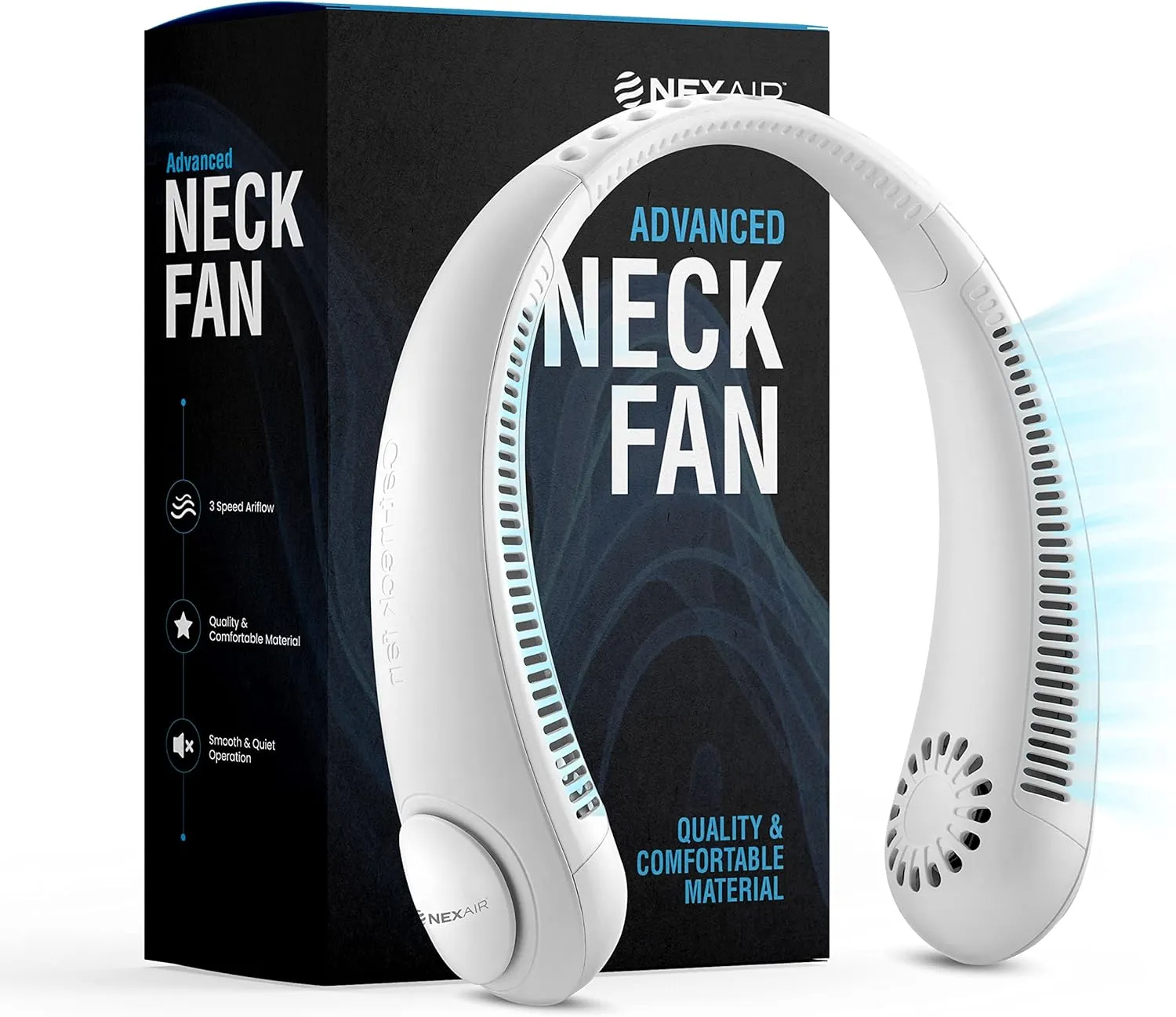 Portable Neck Fan -3 Speed Rechargeable Bladeless Neck Cooler, Quality Comfortable Lightweight, Personal Neck Fan For Women & Men Modern Design, Great Cooling Fan For Travel, Outdoors & Sports Neck fan for hands-free comfort