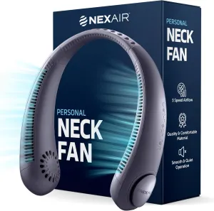 Portable Neck Fan - 3 Speed Rechargeable Bladeless Neck Fan, Adjustable Personal Black Neck Fan For Women & Men Modern Design, Great Cooling Fan For Travel, Indoor, Outdoors & Sports (Blue) Neck fan for hands-free comfort