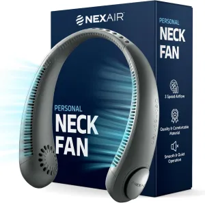 Portable Neck Fan - 3 Speed Rechargeable Bladeless Neck Fan, Adjustable Personal Black Neck Fan For Women & Men Modern Design, Great Cooling Fan For Travel, Outdoors & Sports Neck fan for hands-free comfort