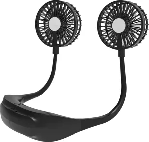 Portable Neck Fan, 360 Cooling, Hands Free Fan, 8000 mAh Battery Operated Quiet Wearable Personal Fan, Rechargeable, Headphone Design,4 Speeds Gifts for Women Men Rear-mounted fan for childrens safety