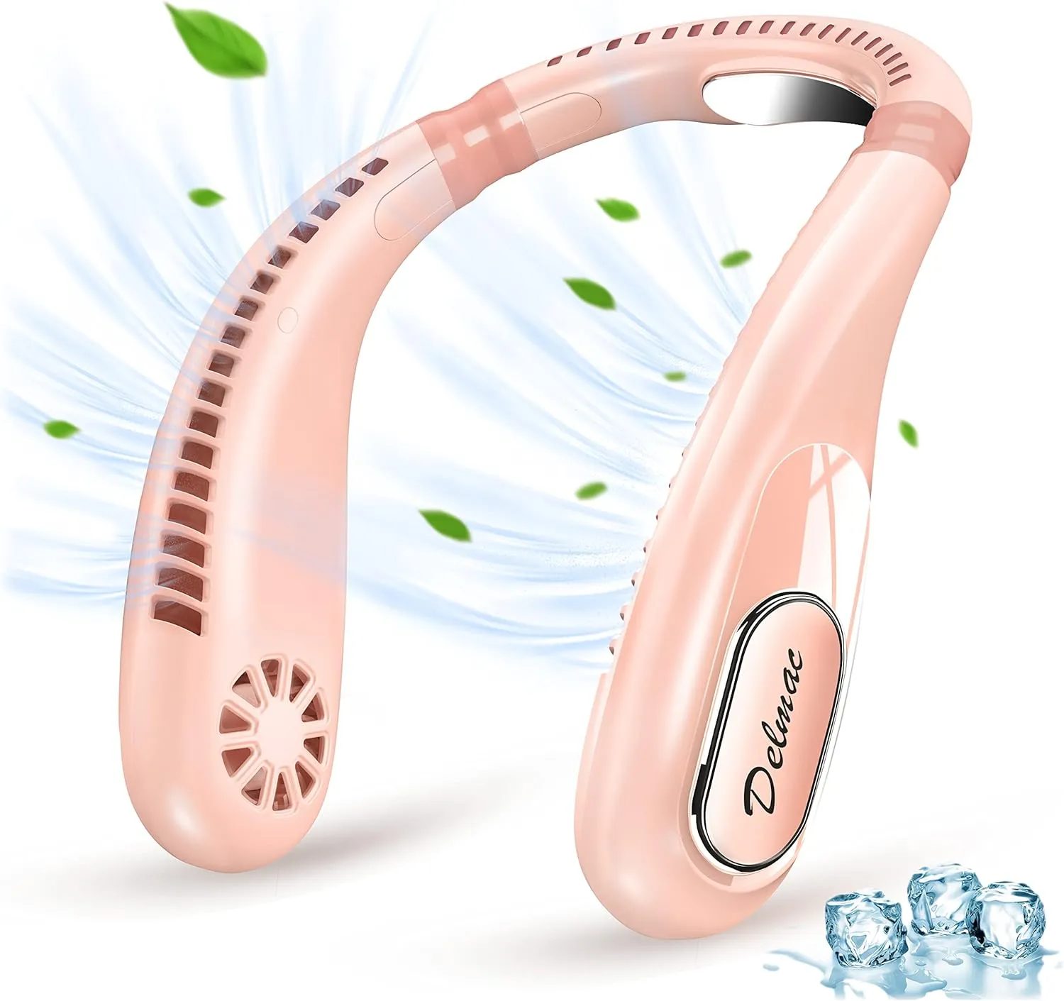 Portable Neck Fan, 6000mAh Rechargeable Personal Fans Lightweight Wearable Fan, Low Noise 3 Speed Hands Free Fan, Hanging Headphone Design Sports Fan for Indoor & Outdoor(pink) Neck fan for hands-free comfort