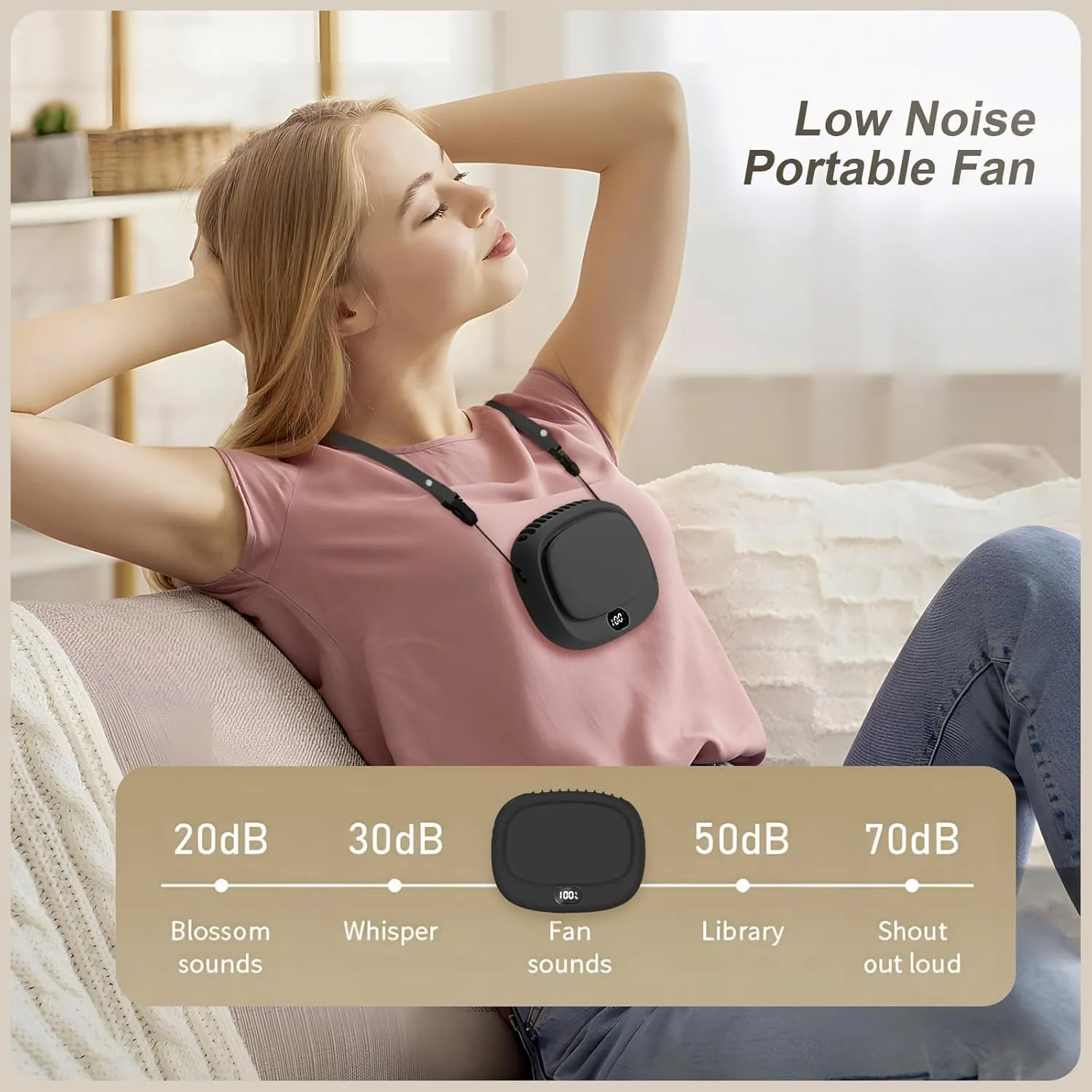 Portable Neck Fan, Handheld Mini Fan, Personal Fan USB Rechargeable, 5 Speed Adjustable, Hands Free Wearable Fan for Kids Woman Man Home Outdoor Travel Black
