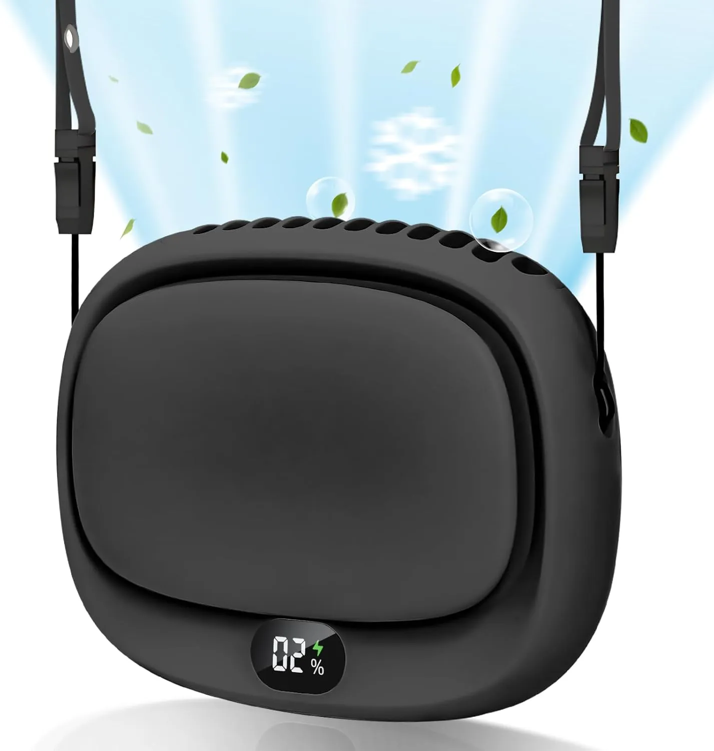 Portable Neck Fan, Handheld Mini Fan, Personal Fan USB Rechargeable, 5 Speed Adjustable, Hands Free Wearable Fan for Kids Woman Man Home Outdoor Travel Black Neck fan for hands-free comfort