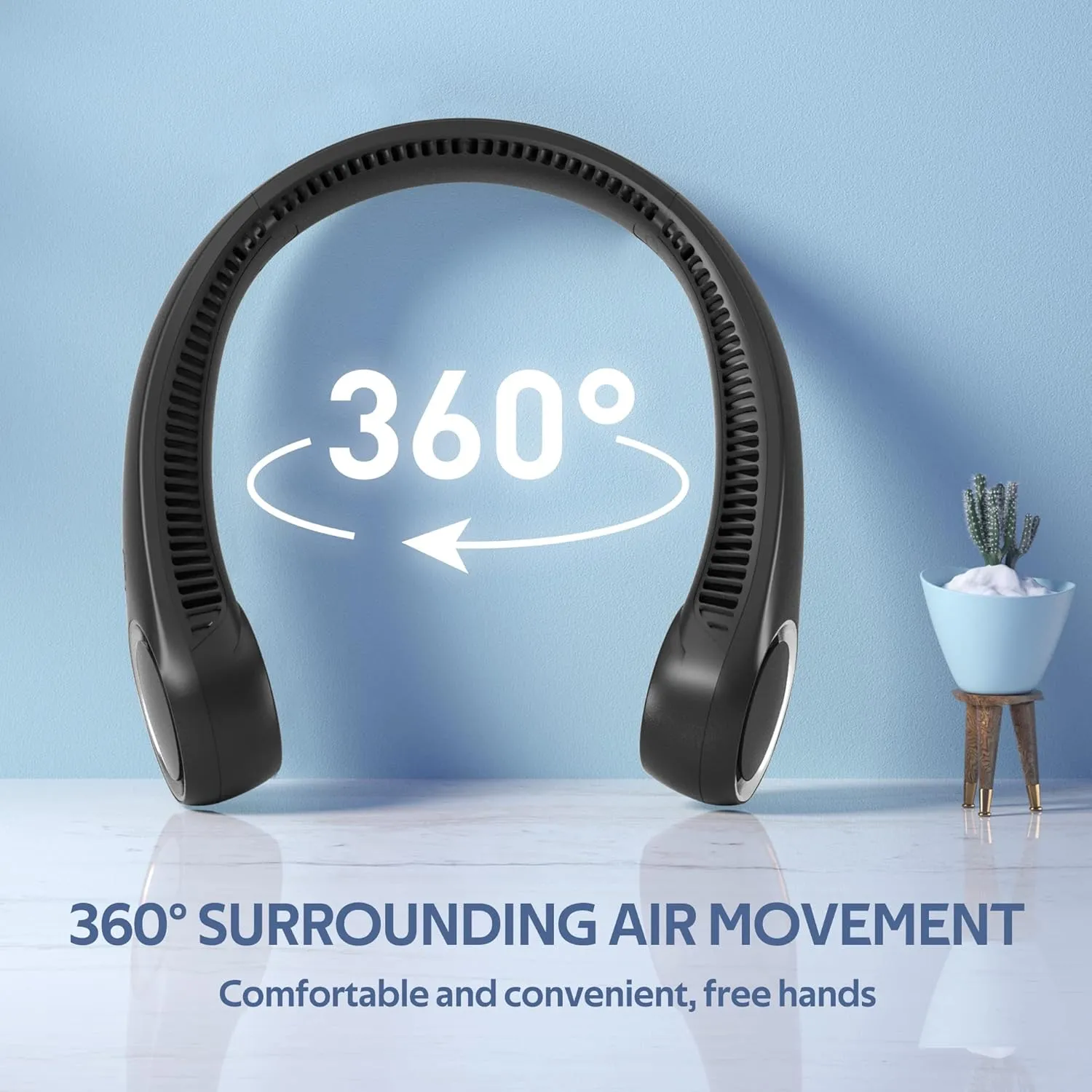 Portable Neck Fan, Hands Free Bladeless, 360 Cooling Personal Fan,Wearable Quiet Fan for Outdoor Indoor, Birthday Gifts for Men Women Mom Dad, 4000mAh Battery USB Rechargeable, 3-Speeds(Black)