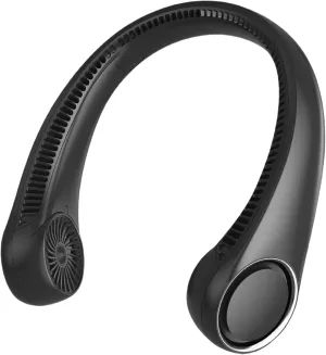 Portable Neck Fan, Hands Free Bladeless, 360 Cooling Personal Fan,Wearable Quiet Fan for Outdoor Indoor, Birthday Gifts for Men Women Mom Dad, 4000mAh Battery USB Rechargeable, 3-Speeds(Black) Neck fan for hands-free comfort