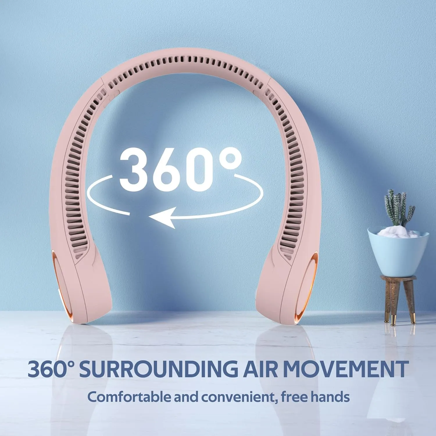 Portable Neck Fan, Hands Free Bladeless Fan, 360 Cooling Personal Fan,Wearable Quiet Fan for Outdoor Indoor, Birthday Gifts for Men Women Mom Dad, 4000mAh Battery USB Rechargeable, 3-Speeds (Pink)