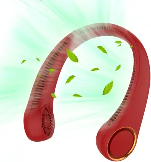 Portable Neck Fan, Hands Free Bladeless Fan, 360 Cooling Personal Fan,Wearable Quiet Fan for Outdoor Indoor, Birthday Gifts for Men Women Mom Dad, 4000mAh Battery USB Rechargeable, 3-Speeds (Red) Battery-powered portable fan