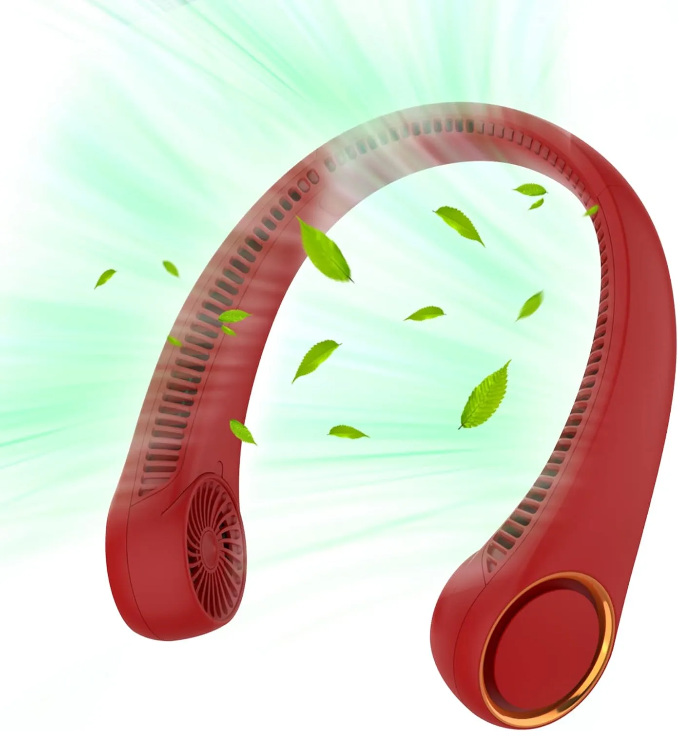 Portable Neck Fan, Hands Free Bladeless Fan, 360 Cooling Personal Fan,Wearable Quiet Fan for Outdoor Indoor, Birthday Gifts for Men Women Mom Dad, 4000mAh Battery USB Rechargeable, 3-Speeds (Red) Battery-powered portable fan