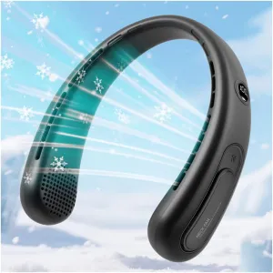 Portable Neck Fan, Hands-Free Bladeless Fans, 360Airflow, 4000 mAh Battery Operated Wearable Personal Fan, Twistable, Rechargeable Fans for Outdoor Indoor, Birthday Gifts for Men Women-Black Neck fan for hands-free comfort