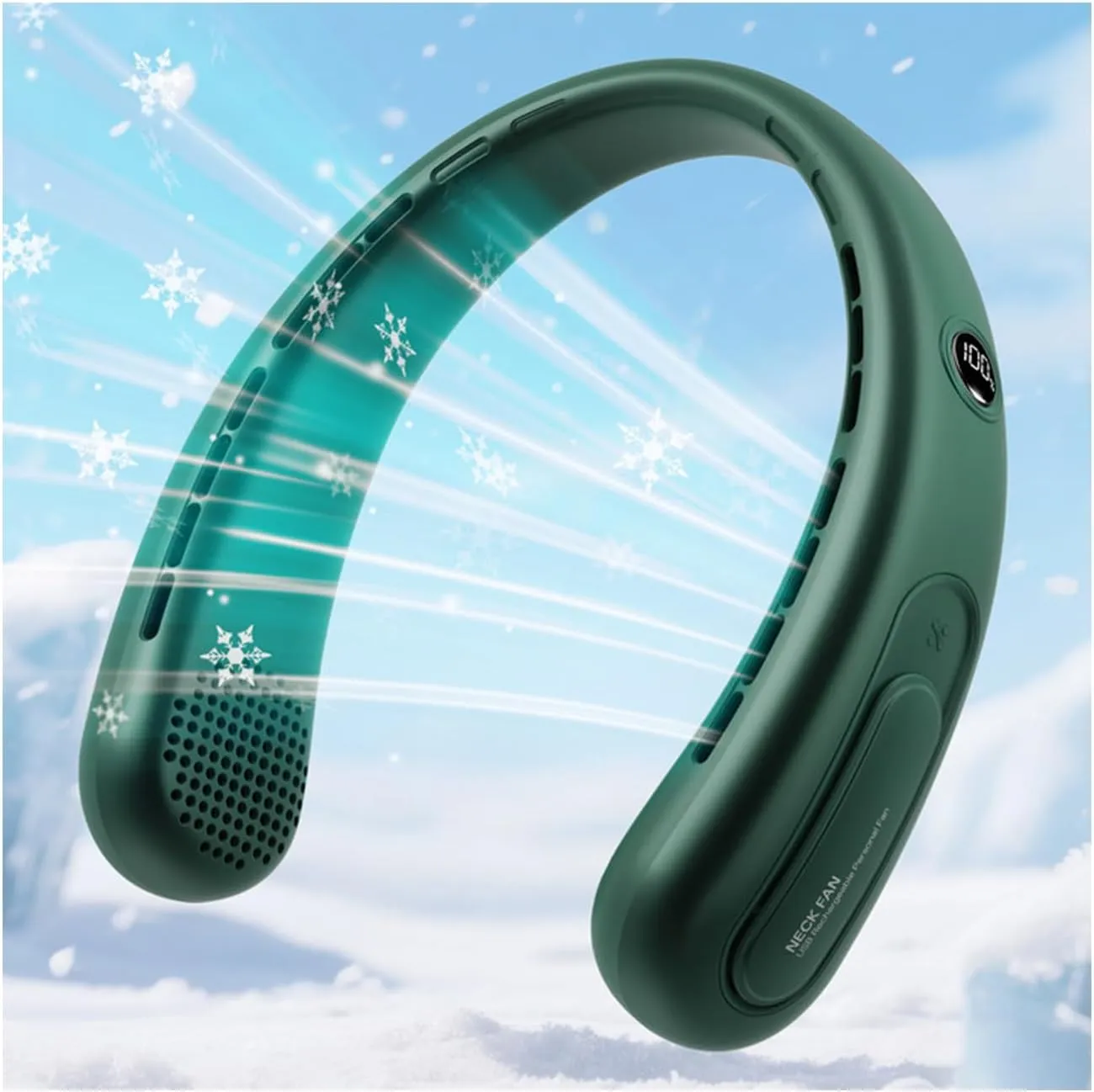 Portable Neck Fan, Hands-Free Bladeless Fans, 360Airflow, 4000 mAh Battery Operated Wearable Personal Fan, Twistable, Rechargeable Fans for Outdoor Indoor, Birthday Gifts for Men Women-Green Neck fan for hands-free comfort