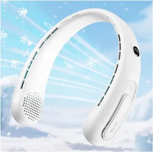 Portable Neck Fan, Hands-Free Bladeless Fans, 360Airflow, 4000 mAh Battery Operated Wearable Personal Fan, Twistable, Rechargeable Fans for Outdoor Indoor, Birthday Gifts for Men Women-White Neck fan for hands-free comfort