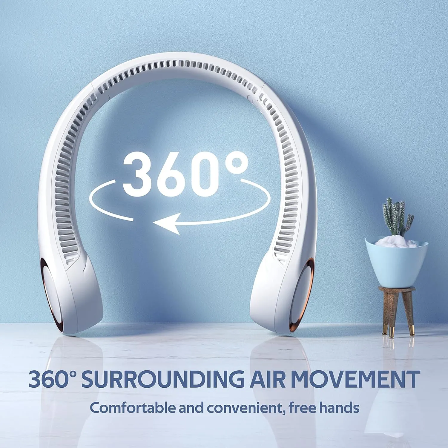 Portable Neck Fan, Hands Free Personal Fan, 360 Airflow,3-16 Running Hours, 72 Wind Outlets,4000mAh Battery USB Rechargeable, 3-SpeedsBirthday Gifts for Men Women (White)