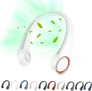 Portable Neck Fan, Hands Free Personal Fan, 360 Airflow,3-16 Running Hours, 72 Wind Outlets,4000mAh Battery USB Rechargeable, 3-SpeedsBirthday Gifts for Men Women (White) Rear-mounted fan for childrens safety