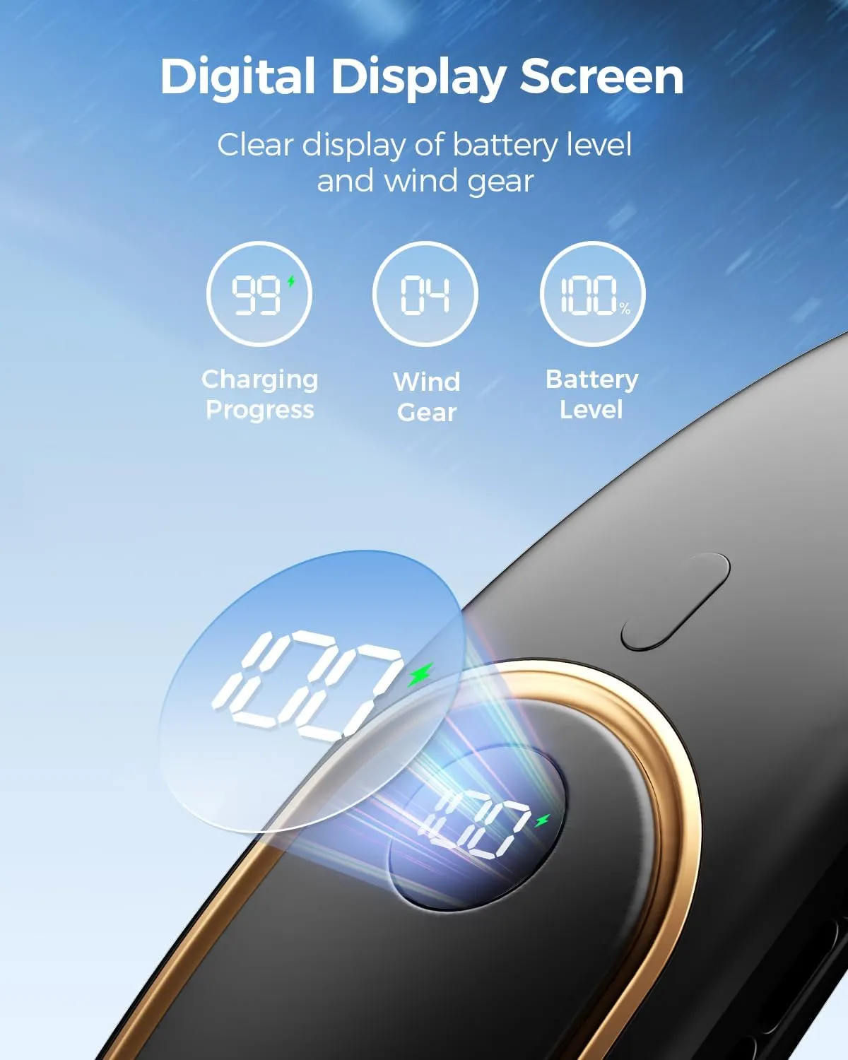 Portable Neck Fan - Hands Free Personal Fan, Rechargeable Bladeless Fan with 5000mAh-Battery, Digital Display, 4 Speeds, Birthday Gifts for Men, Women, Mom, and Dad - Black