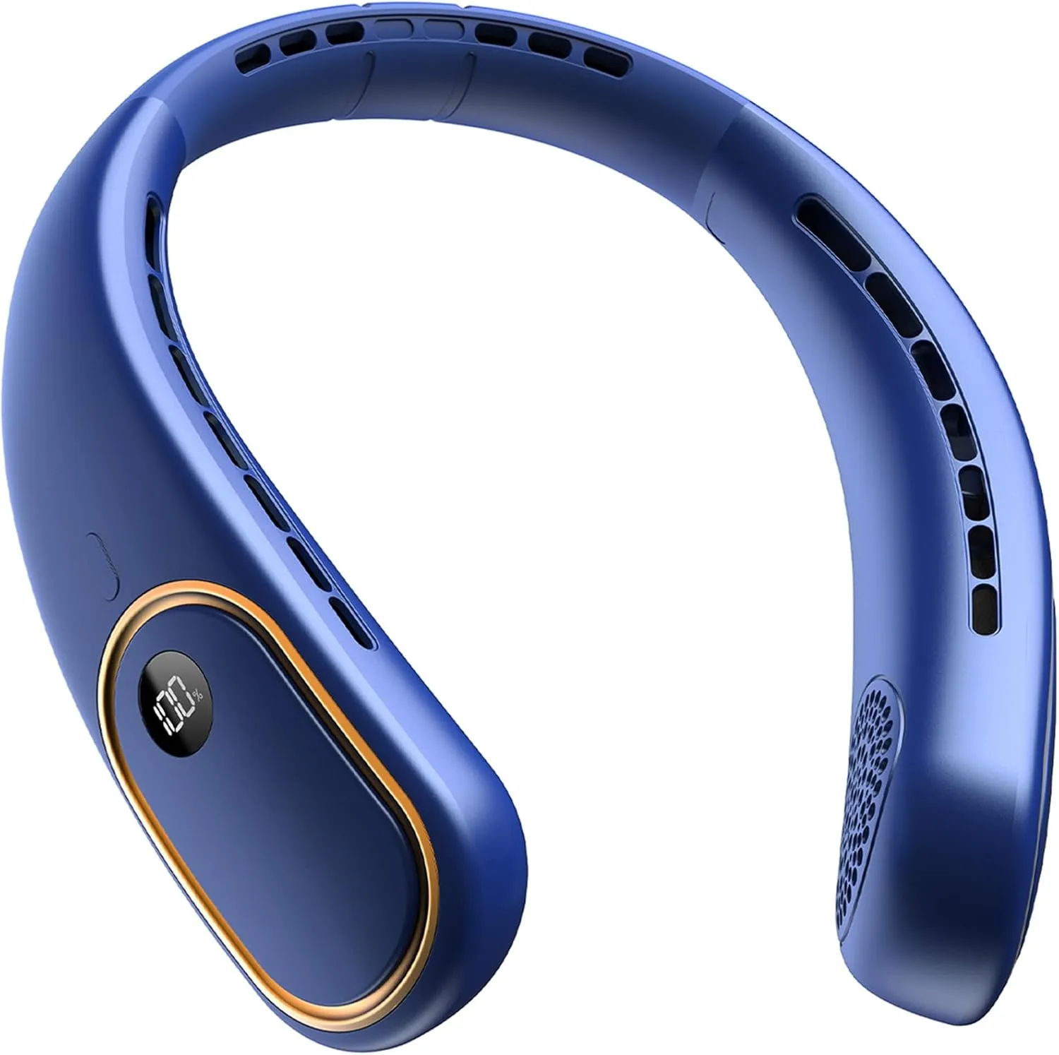 Portable Neck Fan - Hands Free Personal Fan, Rechargeable Bladeless Fan with 5000mAh-Battery, Digital Display, 4 Speeds, Birthday Gifts for Men, Women, Mom, and Dad - Blue Neck fan for hands-free comfort