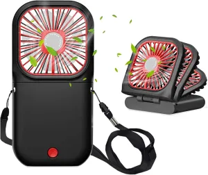 Portable Neck Fan Mini Quiet Handheld Personal Foldable USB Rechargeable Fan Operated for Home Office Outdoor Travel, 3000mAh Power Bank Hands Free Necklace Fans (Black) Neck fan for hands-free comfort