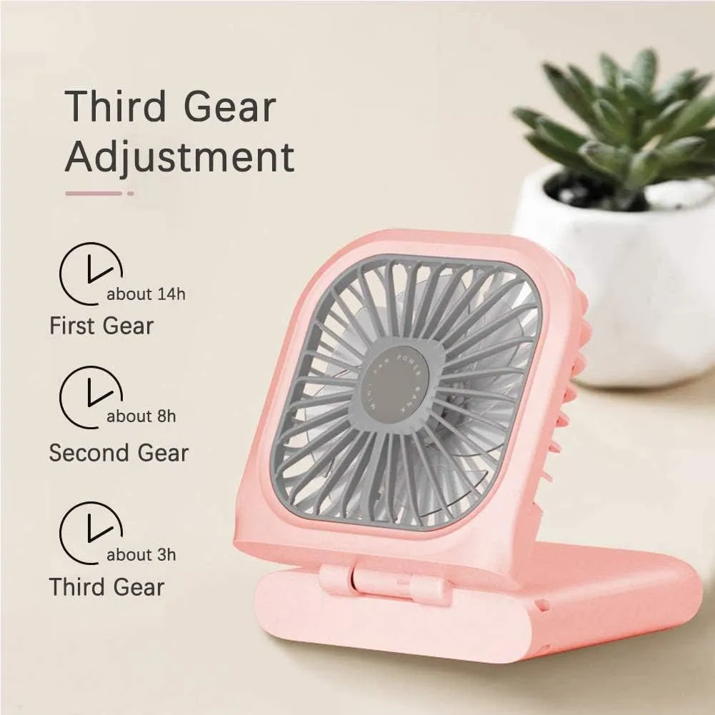 Portable Neck Fan Mini Quiet Handheld Personal Foldable USB Rechargeable Fan Operated for Home Office Outdoor Travel, 3000mAh Power Bank Hands Free Necklace Fans (Blue)