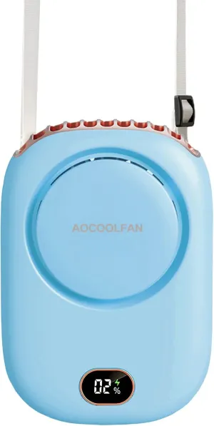 Portable Neck Fan, Mini Small Personal Handheld Fan USB Rechargeable 3 Speed for Girls Boys Woman Eyelash Travel Home Office Outdoor (light blue) Neck fan for hands-free comfort
