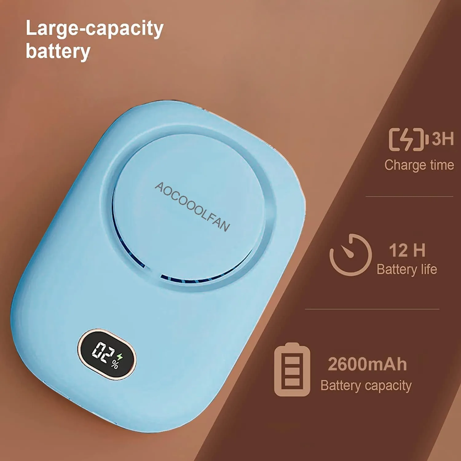Portable Neck Fan, Mini Small Personal Handheld Fan USB Rechargeable 3 Speed for Girls Boys Woman Eyelash Travel Home Office Outdoor (light blue)
