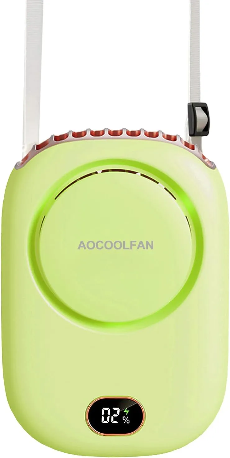Portable Neck Fan, Mini Small Personal Handheld Fan USB Rechargeable 3 Speed for Girls Boys Woman Eyelash Travel Home Office Outdoor (light green) Neck fan for hands-free comfort
