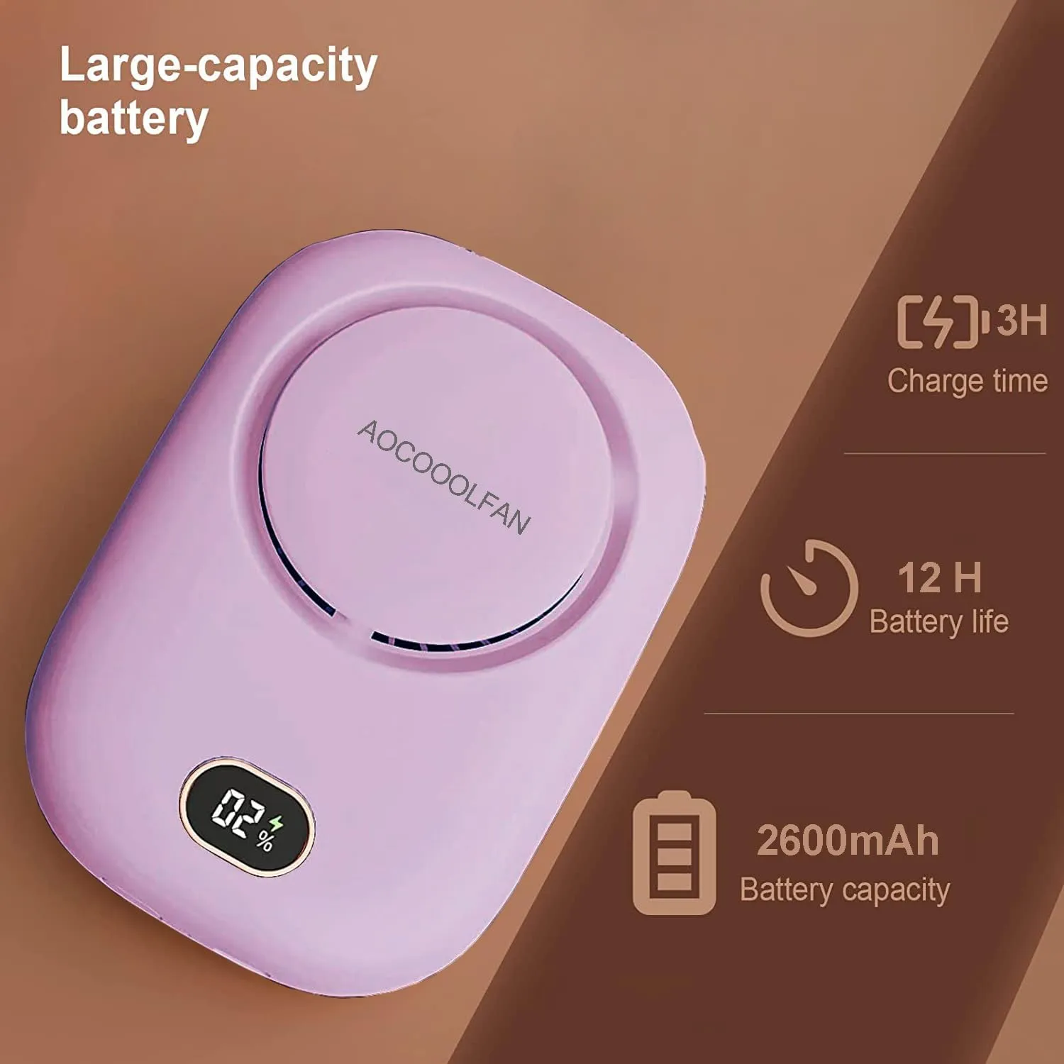 Portable Neck Fan, Mini Small Personal Handheld Fan USB Rechargeable 3 Speed for Girls Boys Woman Eyelash Travel Home Office Outdoor (purple)
