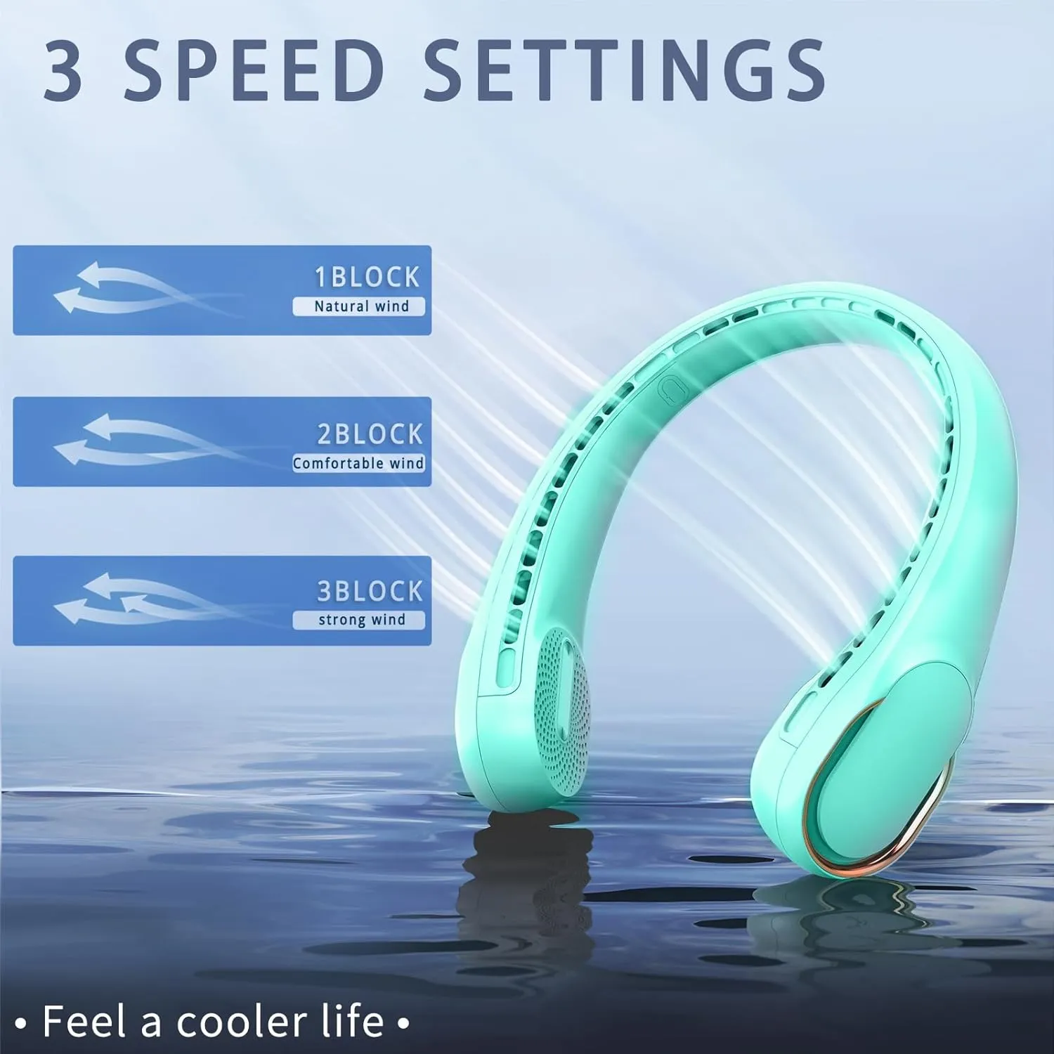 Portable Neck Fan, Neck Fans for Women, 4000 mAh Rechargeable Personal Fan,360 Hands Free Bladeless Fan, 3 Speeds Adjustable, Faster Cooling, Super Quiet, Suitable for Home, Office, Travel