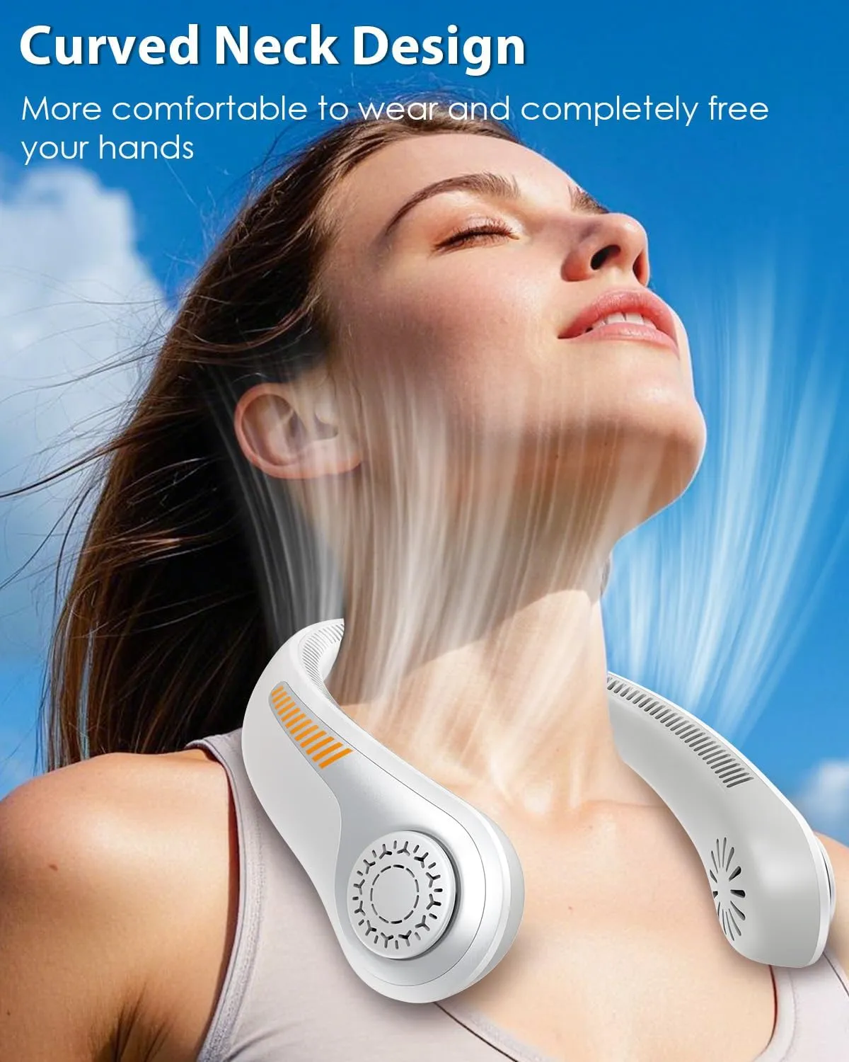 Portable Neck Fan - Neck Fans that Blow Cold Air, Hands-Free USB Rechargeable Wearable Personal Fan with Neckbrace, 5 Adjustable Speeds, Gift for Men Women, Sports, Gardening, Home, Travel, Camping