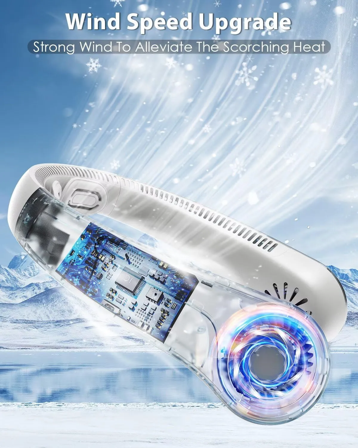 Portable Neck Fan - Neck Fans that Blow Cold Air, Hands-Free USB Rechargeable Wearable Personal Fan with Neckbrace, 5 Adjustable Speeds, Gift for Men Women, Sports, Gardening, Home, Travel, Camping