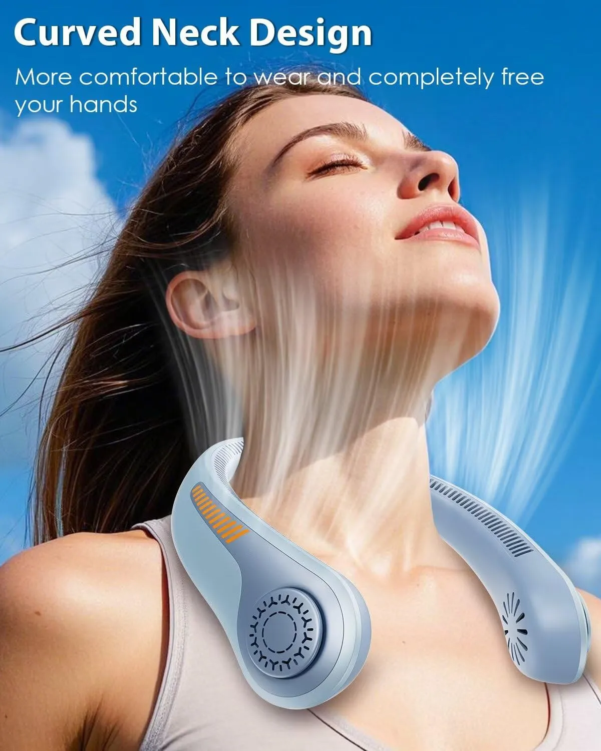 Portable Neck Fan - Neck Fans that Blow Cold Air, Hands-Free USB Rechargeable Wearable Personal Fan with Neckbrace, 5 Adjustable Speeds, Gift for Men Women, Sports, Gardening, Home, Travel, Camping