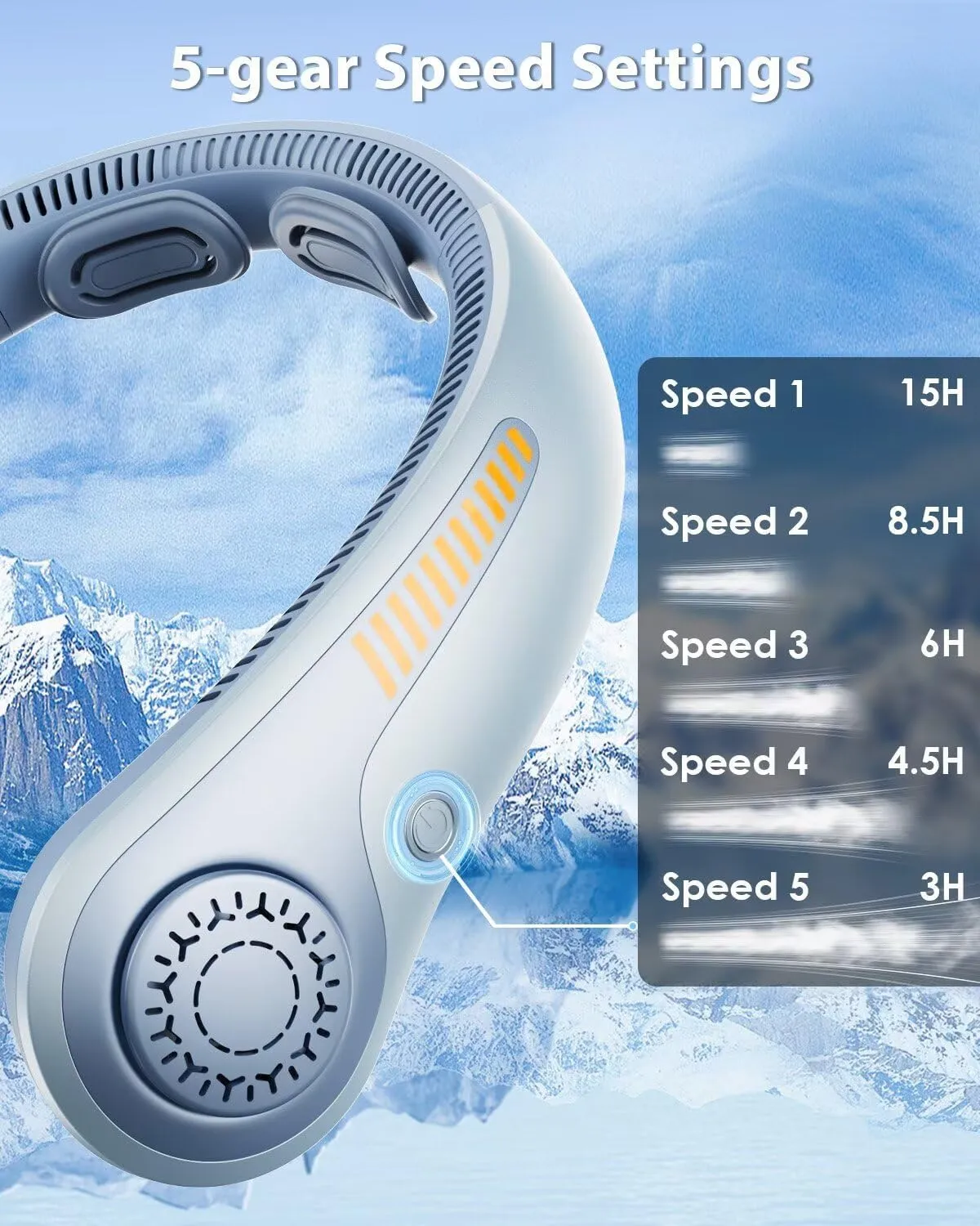 Portable Neck Fan - Neck Fans that Blow Cold Air, Hands-Free USB Rechargeable Wearable Personal Fan with Neckbrace, 5 Adjustable Speeds, Gift for Men Women, Sports, Gardening, Home, Travel, Camping