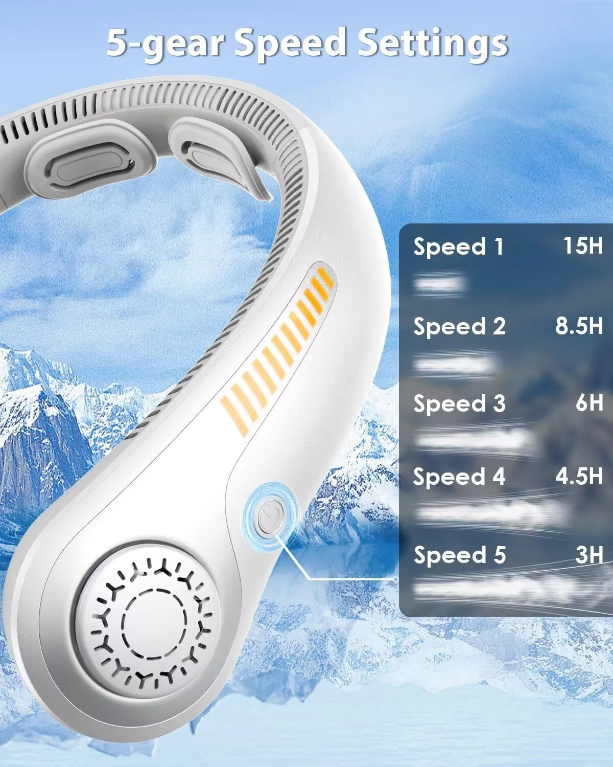 Portable Neck Fan - Neck Fans that Blow Cold Air, Hands-Free USB Rechargeable Wearable Personal Fan with Neckbrace, 5 Adjustable Speeds, Gift for Men Women, Sports, Gardening, Home, Travel, Camping