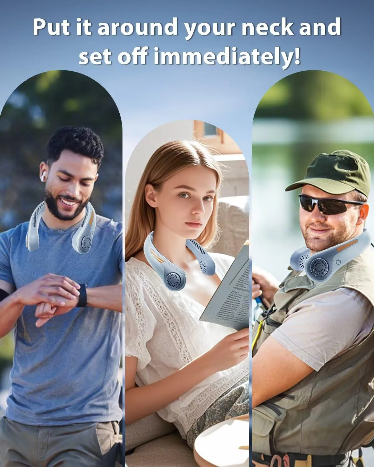 Portable Neck Fan - Neck Fans that Blow Cold Air, Hands-Free USB Rechargeable Wearable Personal Fan with Neckbrace, 5 Adjustable Speeds, Gift for Men Women, Sports, Gardening, Home, Travel, Camping
