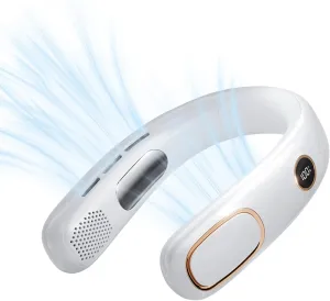 Portable Neck Fan Personal Bladeless Hands Free 6000mah Neck Fan Air Conditioner Cooling Neck Cooler Wearable Fan Around Your Neck Rechargeable Blow Cold Gift Women Men Travel Essentials Neck fan for hands-free comfort