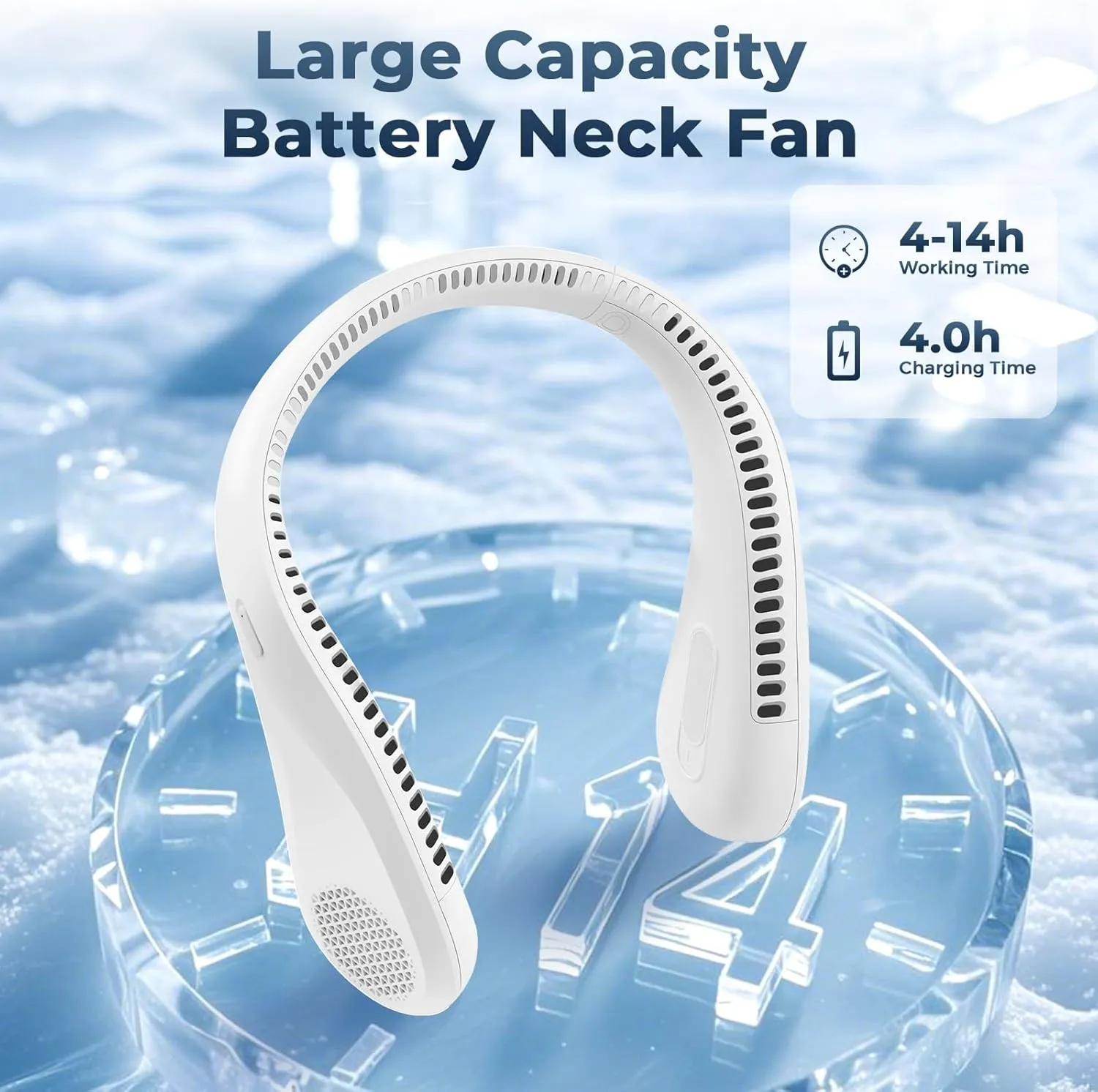 Portable Neck Fan Rechargeable, 360 Cooling Personal Fan Wearable Neck Fans, 4000mAh Personal Fans Portable Rechargeable, No Hair Twisting, Hands Free, Bladeless, Gift for Women Men Mother Father