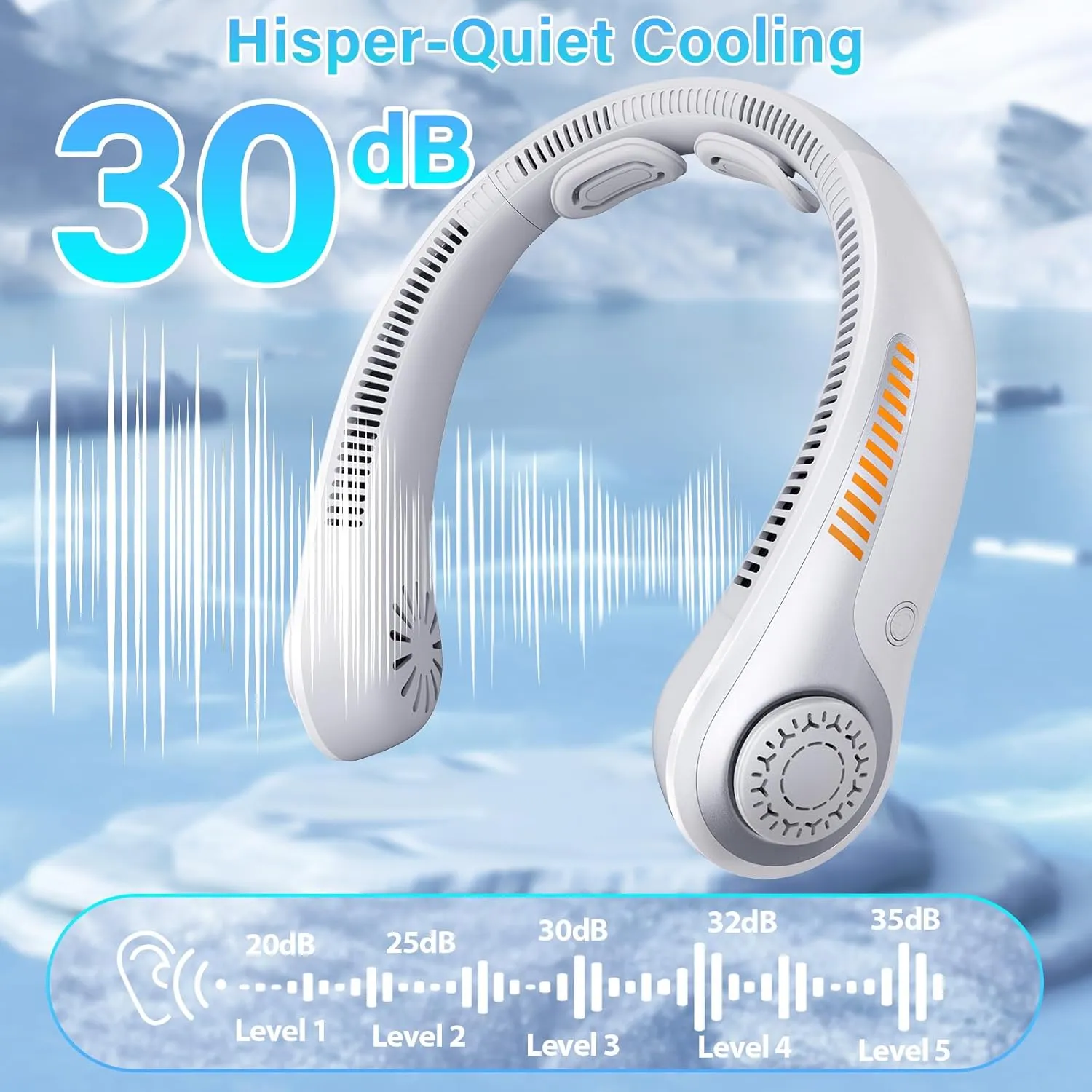 Portable Neck Fan - Rechargeable Personal Fan with Neck Brace, 5 Speeds, All-Around Cooling, Hands-Free Bladeless Lightweight Quiet Neck Fans That Blow Cold Air Gift for Women/Men, Hot Flashes, Travel