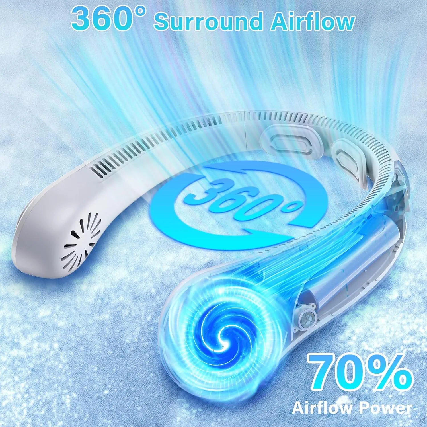 Portable Neck Fan - Rechargeable Personal Fan with Neck Brace, 5 Speeds, All-Around Cooling, Hands-Free Bladeless Lightweight Quiet Neck Fans That Blow Cold Air Gift for Women/Men, Hot Flashes, Travel