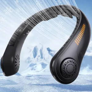 Portable Neck Fan - Rechargeable Personal Fan with Neck Brace, 5 Speeds, All-Around Cooling, Hands-Free Bladeless Lightweight Quiet Neck Fans That Blow Cold Air Gift for Women/Men, Hot Flashes, Travel Rear-mounted fan for childrens safety