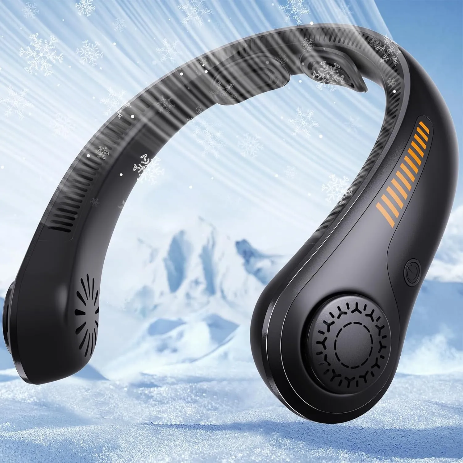 Portable Neck Fan - Rechargeable Personal Fan with Neck Brace, 5 Speeds, All-Around Cooling, Hands-Free Bladeless Lightweight Quiet Neck Fans That Blow Cold Air Gift for Women/Men, Hot Flashes, Travel Rear-mounted fan for childrens safety