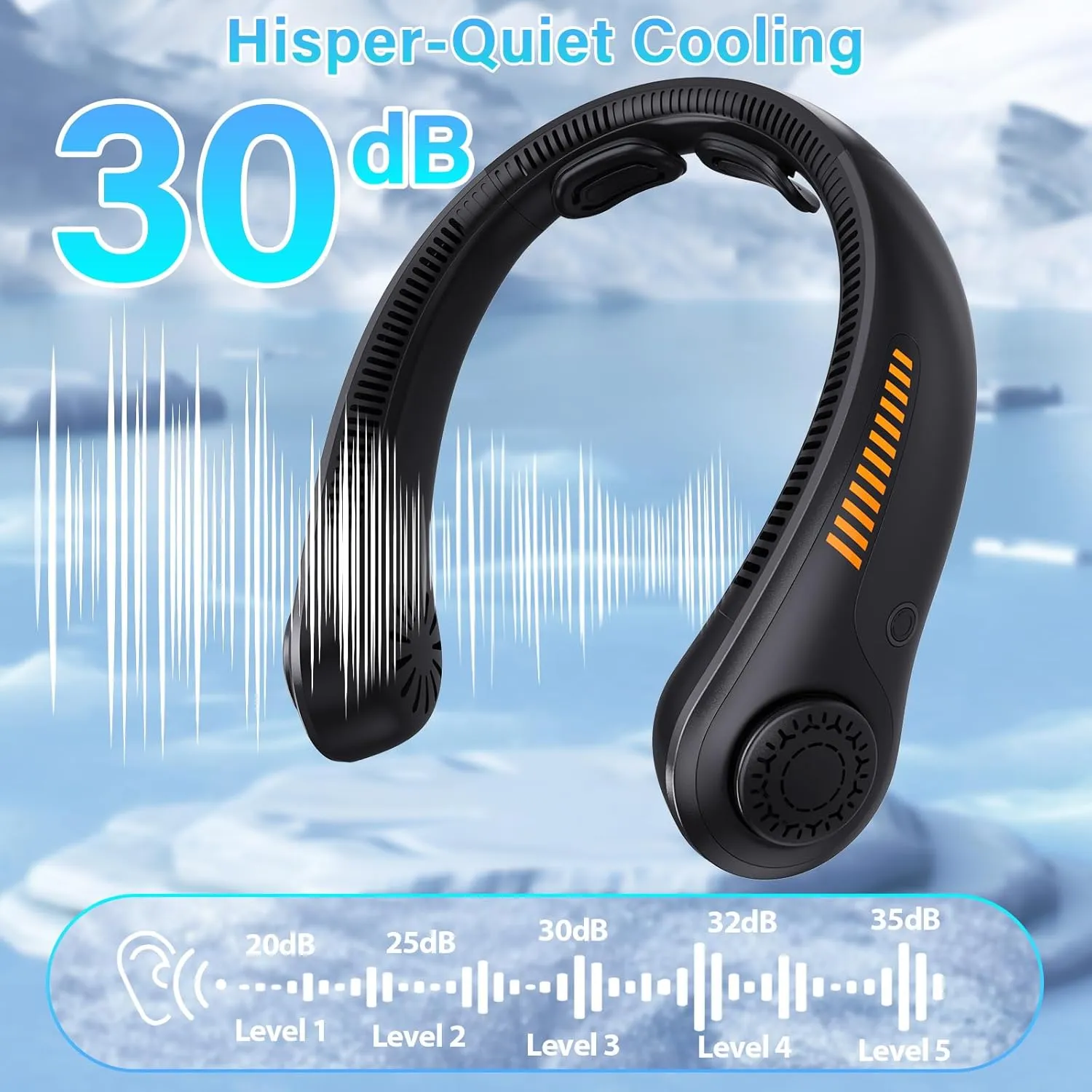 Portable Neck Fan - Rechargeable Personal Fan with Neck Brace, 5 Speeds, All-Around Cooling, Hands-Free Bladeless Lightweight Quiet Neck Fans That Blow Cold Air Gift for Women/Men, Hot Flashes, Travel