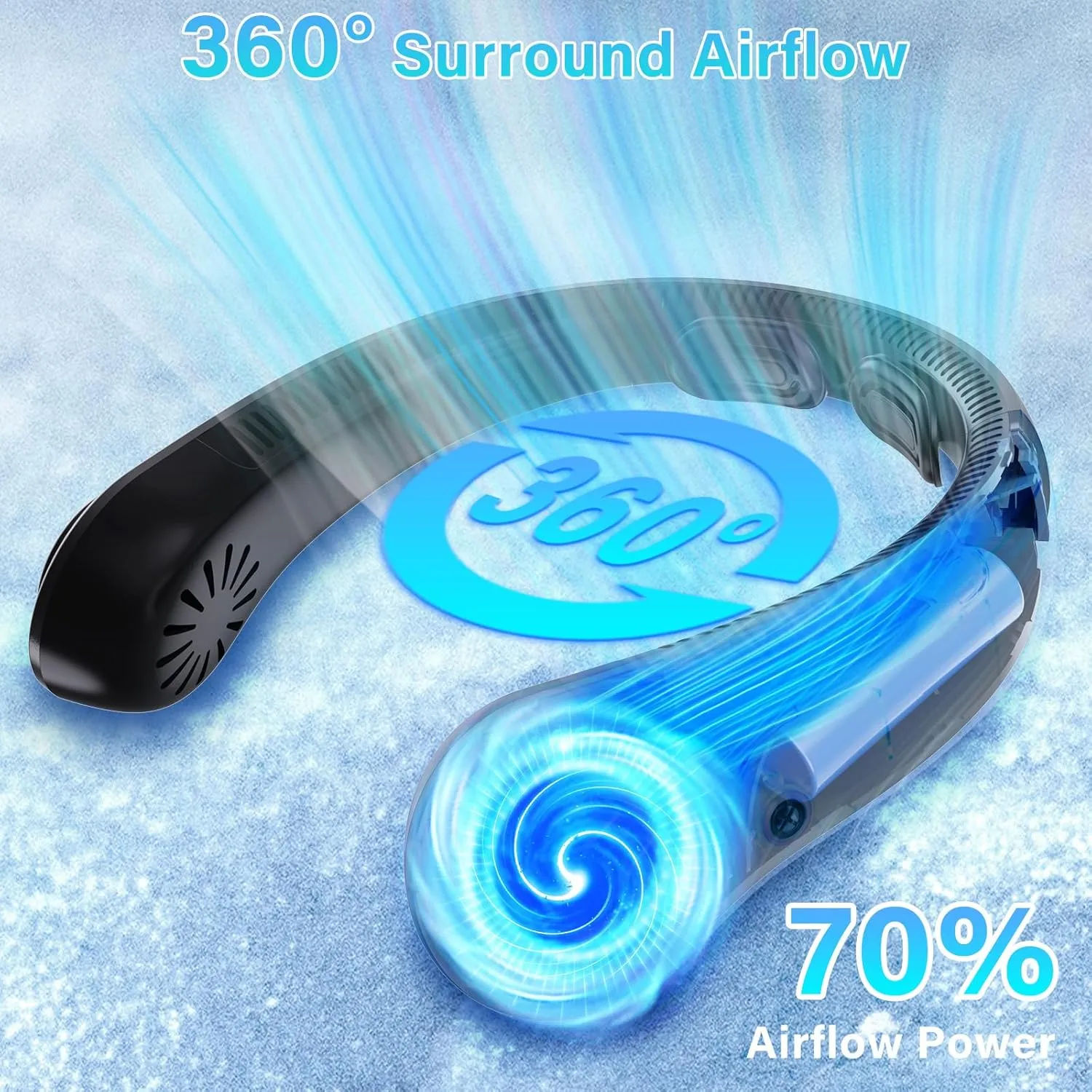 Portable Neck Fan - Rechargeable Personal Fan with Neck Brace, 5 Speeds, All-Around Cooling, Hands-Free Bladeless Lightweight Quiet Neck Fans That Blow Cold Air Gift for Women/Men, Hot Flashes, Travel