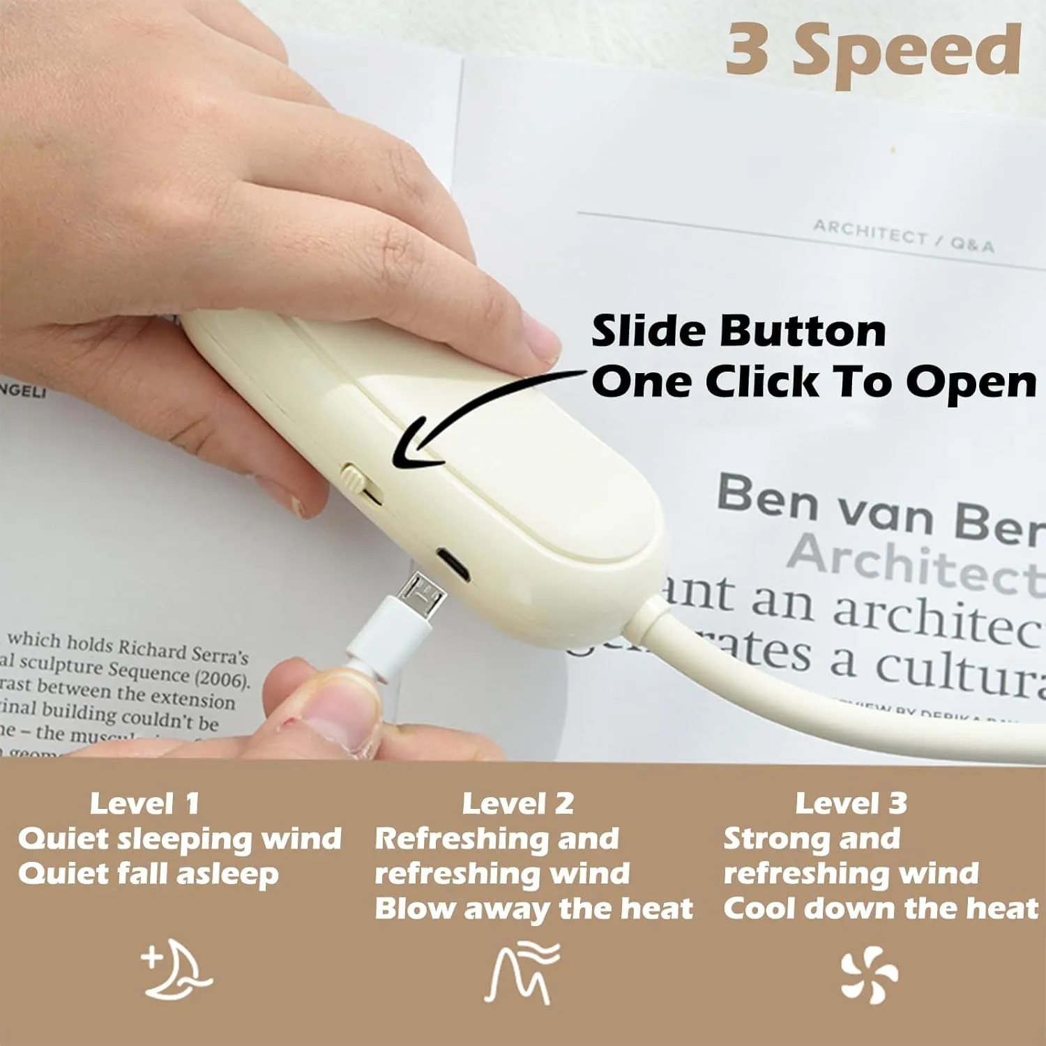 Portable Neck Fan Rechargeable, Personal Wearable Fan For Neck, Cute Neck Fans, USB Rechargeable 3 Speeds, 360 Degree Free Rotation For Travel, Office, Outdoor, Home Use (white)