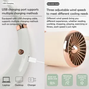 Portable Neck Fan Rechargeable, Personal Wearable Fan For Neck, Personal Neck Fans, 360 Adjustable High Flexibility Wearable Personal Fan for Office, Home, Outdoor, Travel (pink) 360-degree rotating fan for home use