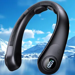 Portable Neck Fan that Blow Cold Air, LED Display, Rechargeable Hands-Free Wearable Cooling Personal Fan, 5 Speed, Neck Support, Bladeless Neck Air Conditioner, Gift for Women/Men, Hot Flashes, Travel Neck fan for hands-free comfort