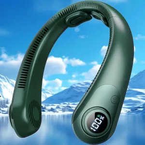Portable Neck Fan that Blow Cold Air, LED Display, Rechargeable Hands-Free Wearable Cooling Personal Fan, 5 Speed, Neck Support, Bladeless Neck Air Conditioner, Gift for Women/Men, Hot Flashes, Travel Small bladeless fan for quiet cooling