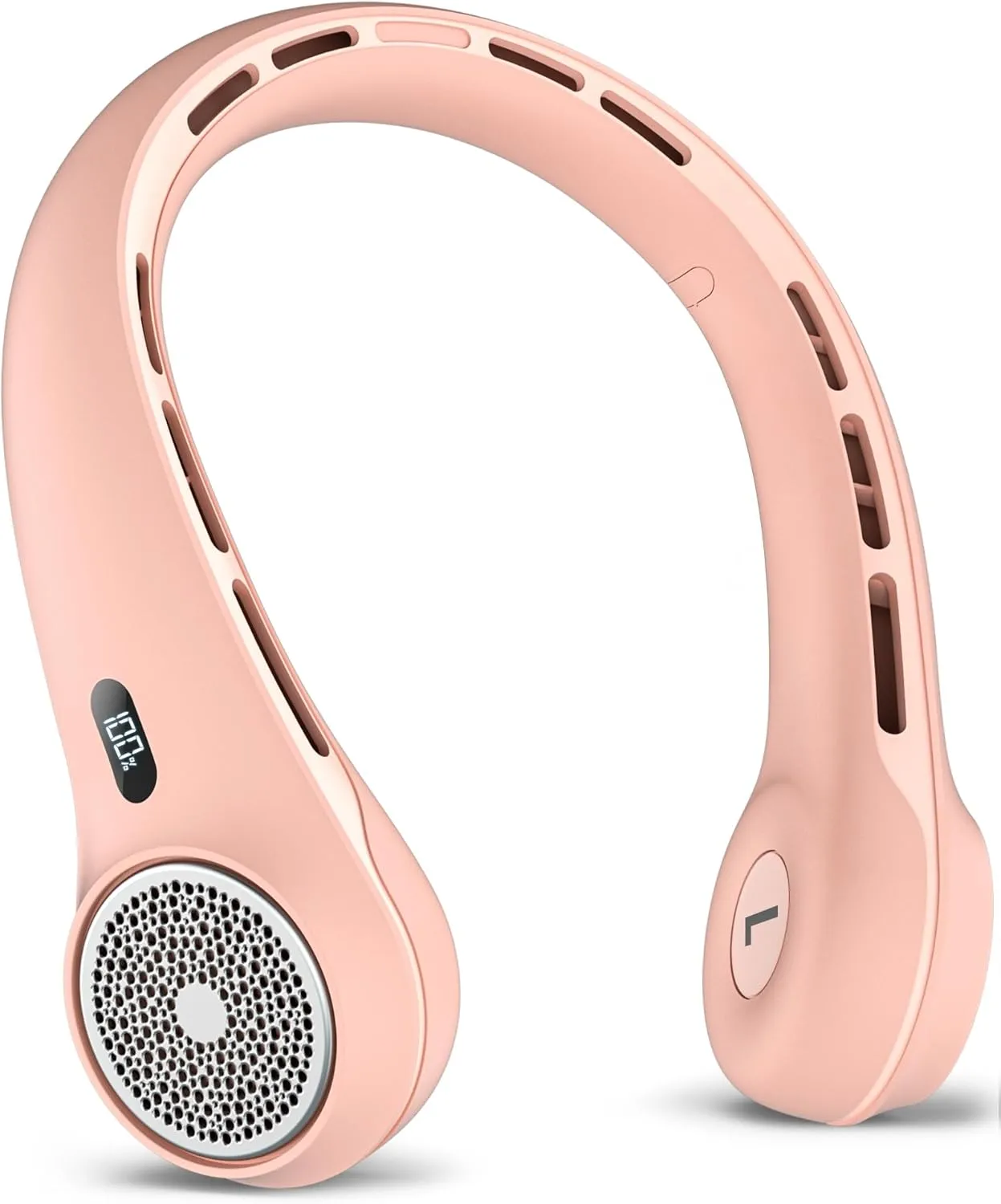 Portable Neck Fan with 4000mAh Rechargeable Battery & LED Display, Personal Cooler for Women/Men, 3-Speed Bladeless 360 Cooling Fans, Stylish Gift for Gym/Travel/Office, Pink Small bladeless fan for quiet cooling