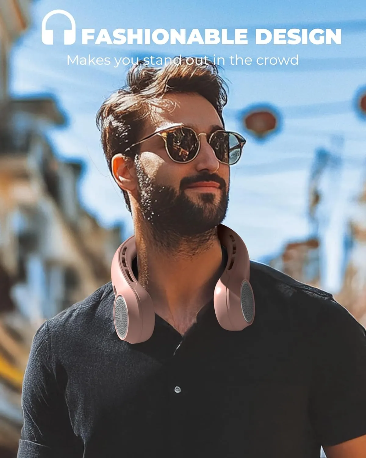 Portable Neck Fan with 4000mAh Rechargeable Battery & LED Display, Personal Cooler for Women/Men, 3-Speed Bladeless 360 Cooling Fans, Stylish Gift for Gym/Travel/Office, Pink